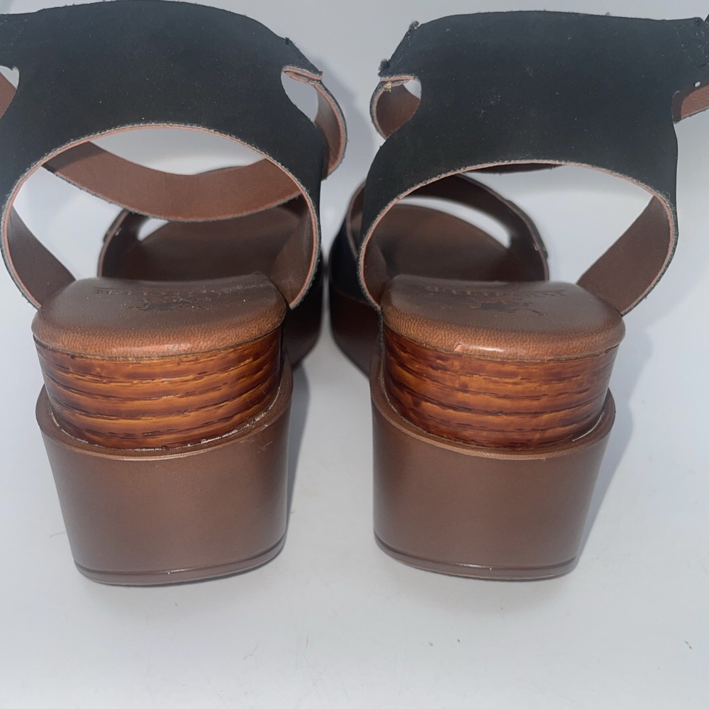 Polo Ralph Lauren Black Suede Block Heel Ankle Strap Sandal Women's Size 7.5 - Picture 3 of 11
